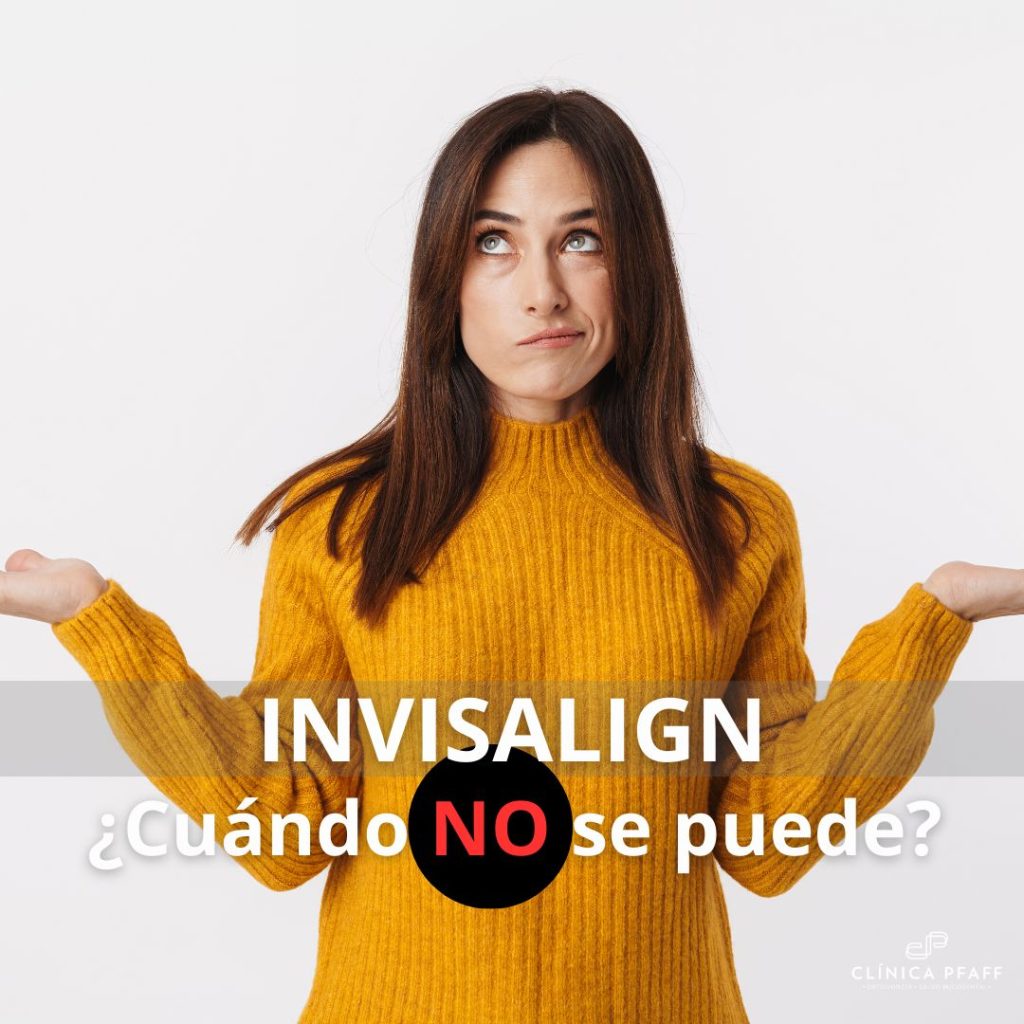 Mujer expresando duda sobre la posibilidad de usar Invisalign